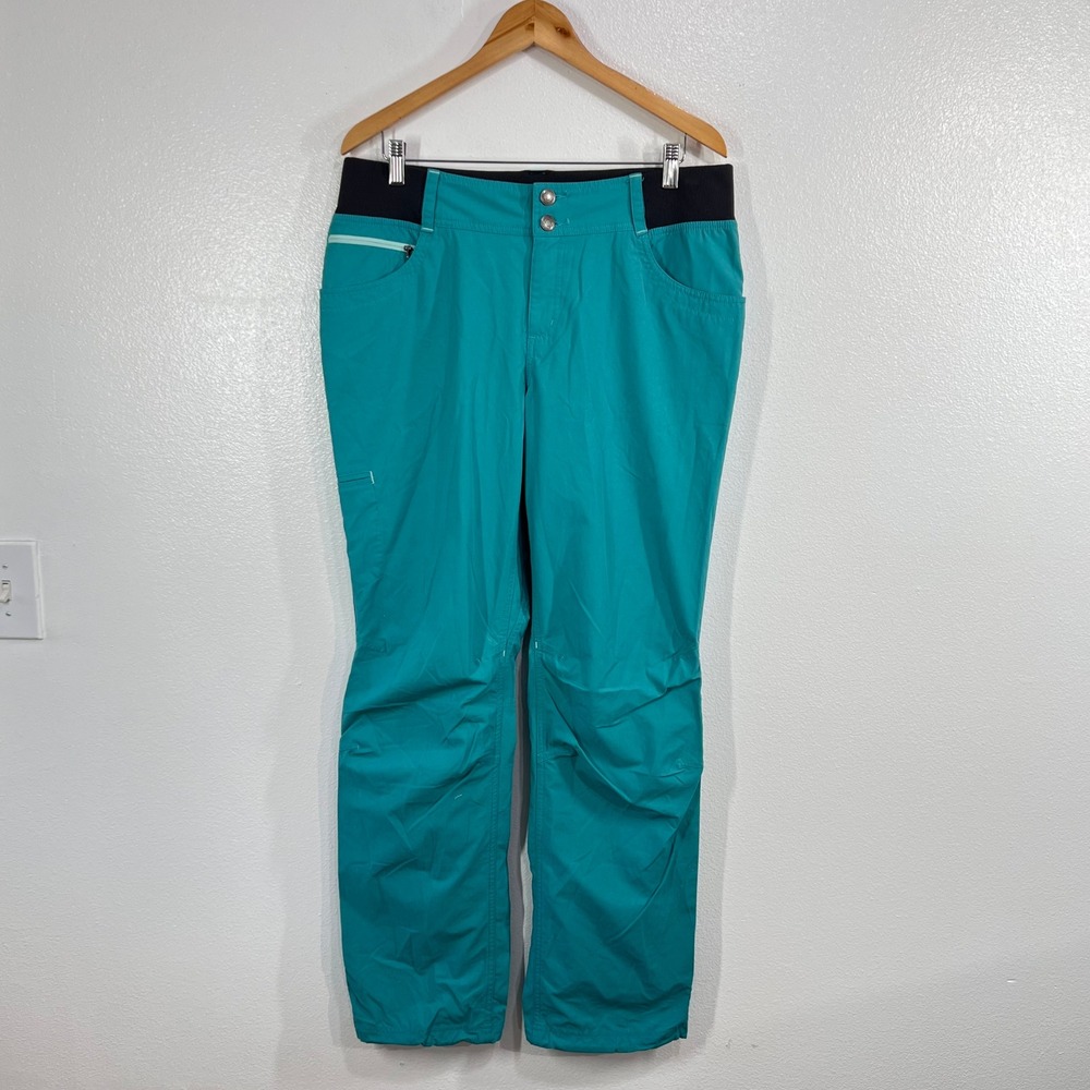 Marmot Women's 12 Teal Blue Stretch Knit Waist Hiking Trail Cargo Pants Outdoors